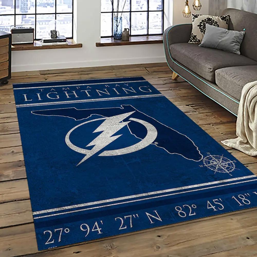 Nhl tampa bay lightning hockey team logo sport carpet rectangle area rug for living room tbl10 Rectangle Rug