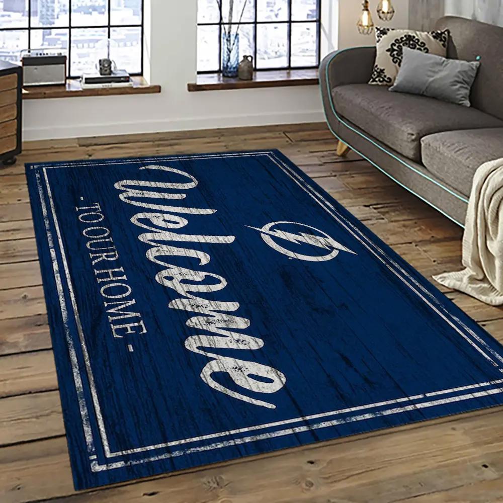 Nhl tampa bay lightning hockey team logo sport carpet rectangle area rug for living room tbl14 Rectangle Rug