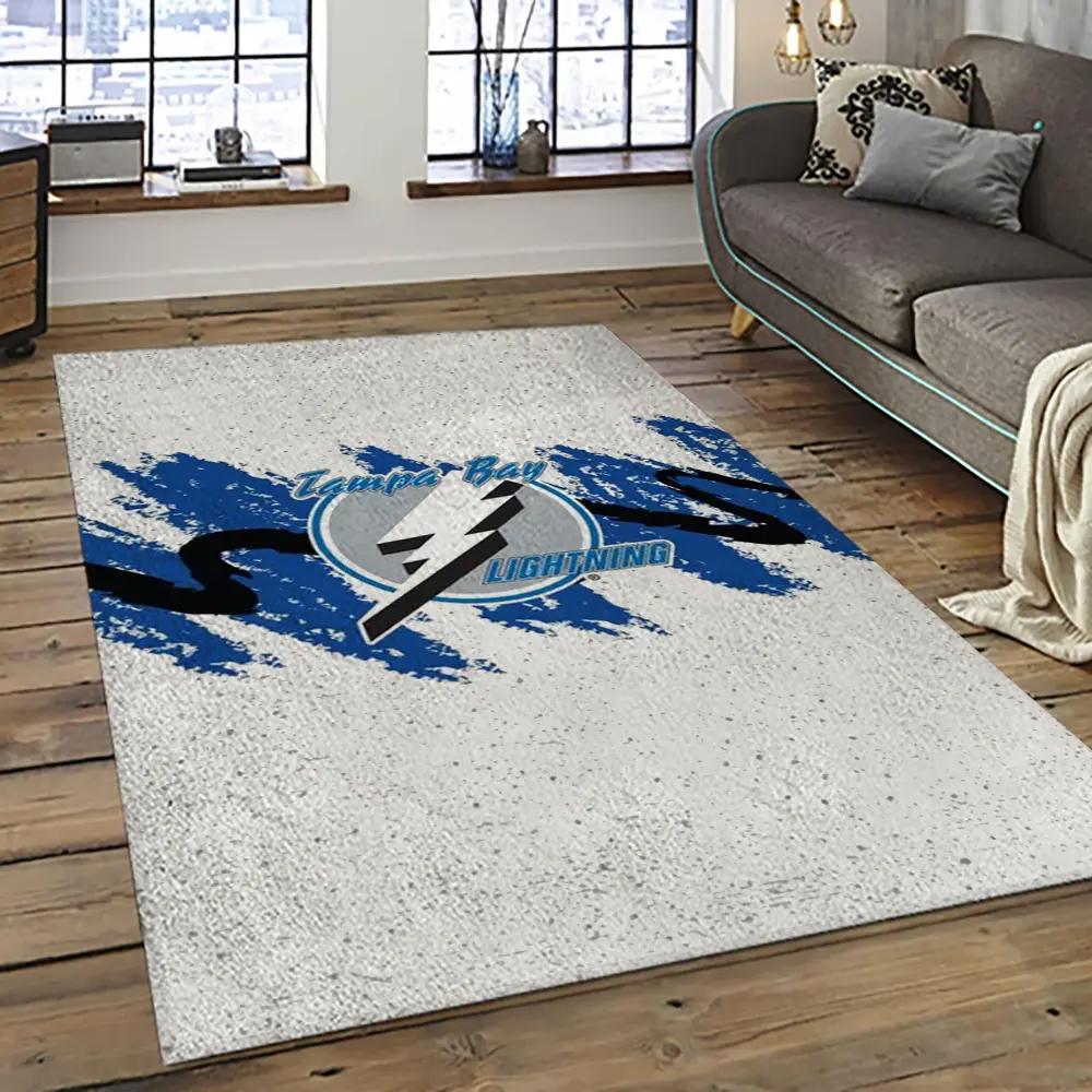 Nhl tampa bay lightning hockey team logo sport carpet rectangle area rug for living room tbl25 Rectangle Rug
