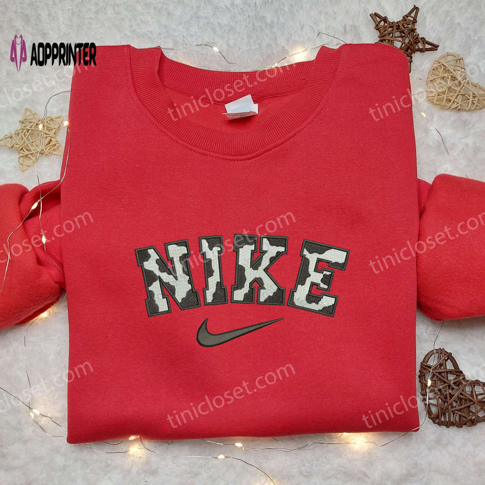 Nike cow pattern embroidered shirt: animal print custom design Embroidered Shirt