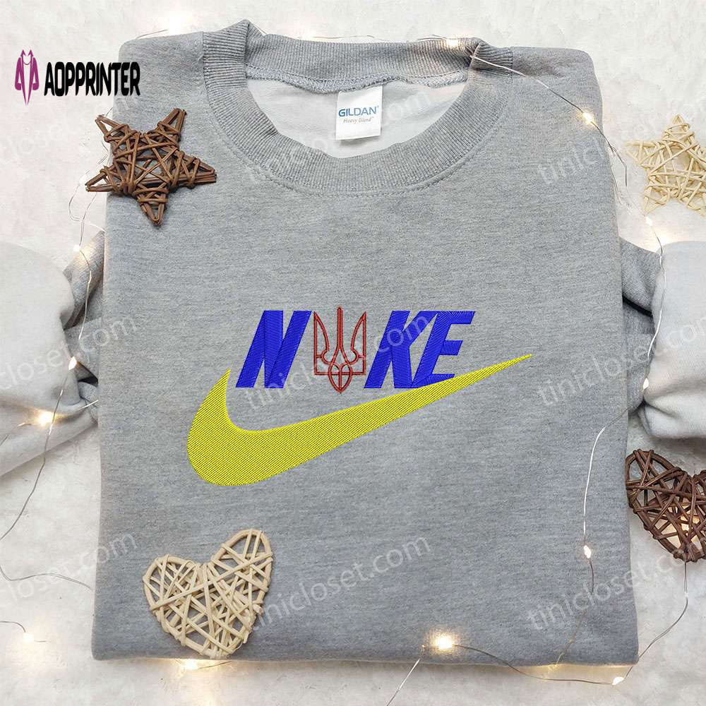 Nike embroidered hoodie: ukrainian coat of arms inspired shirt – best birthday gift ideas Embroidered Shirt