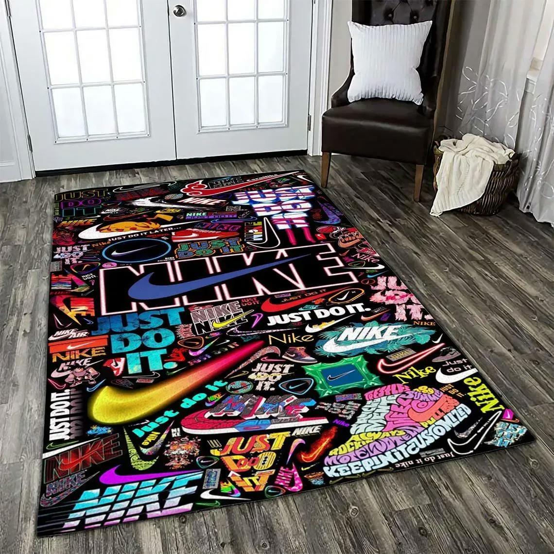 Nike limited logo type 1101. Upgrade Your Living Room with Luxury Home Decor: Area Carpets, Floor Decor, Door Mats, and Hot Gift Items with style a High-End Fashion Brand Rectangle Rug