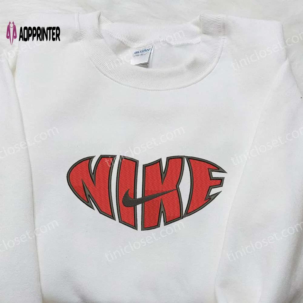 Nike swoosh x red heart love embroidered shirt – best valentine’s day gift nike inspired logo shirt Embroidered Shirt