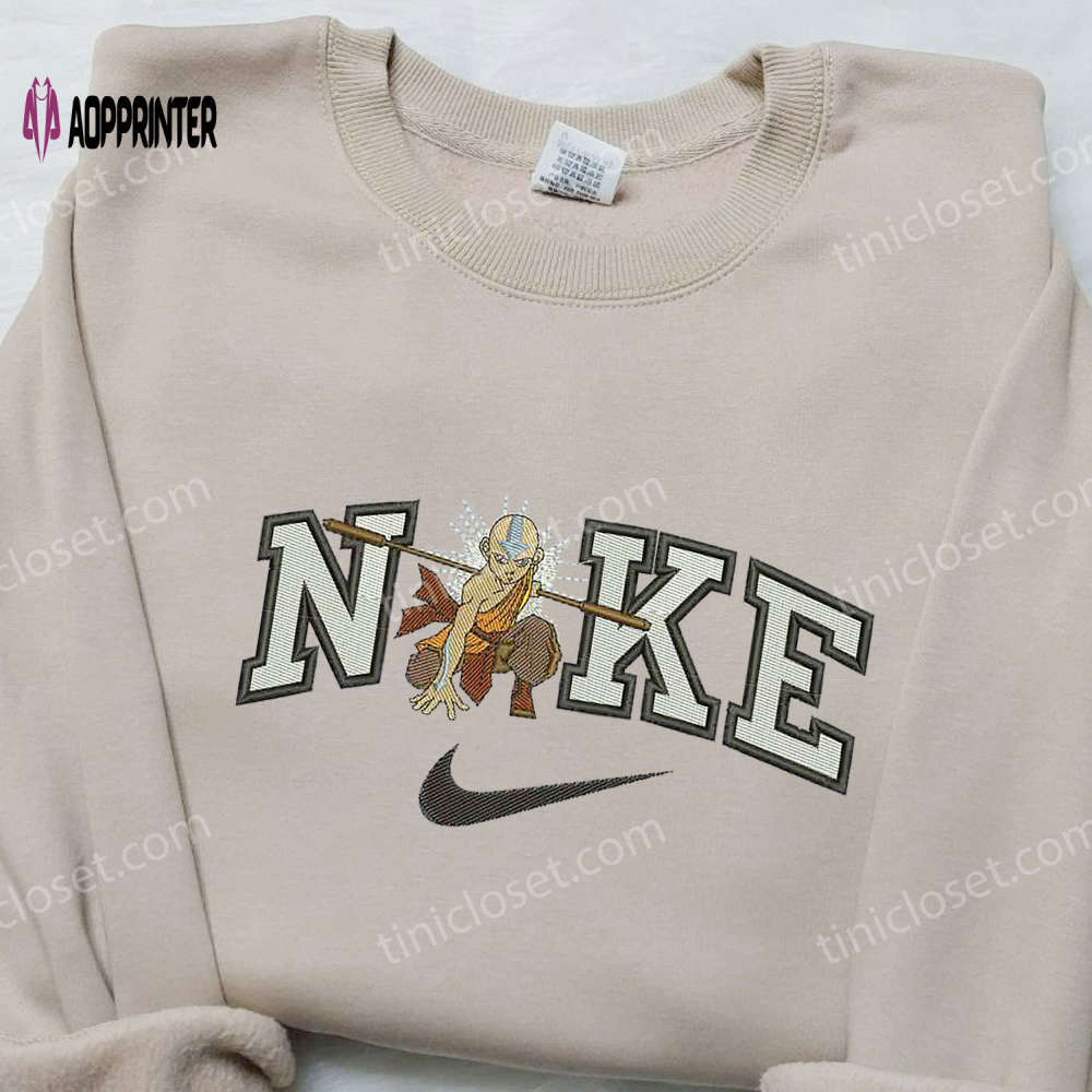 Nike x aang embroidered shirt – avatar the last airbender cartoon apparel Embroidered Shirt