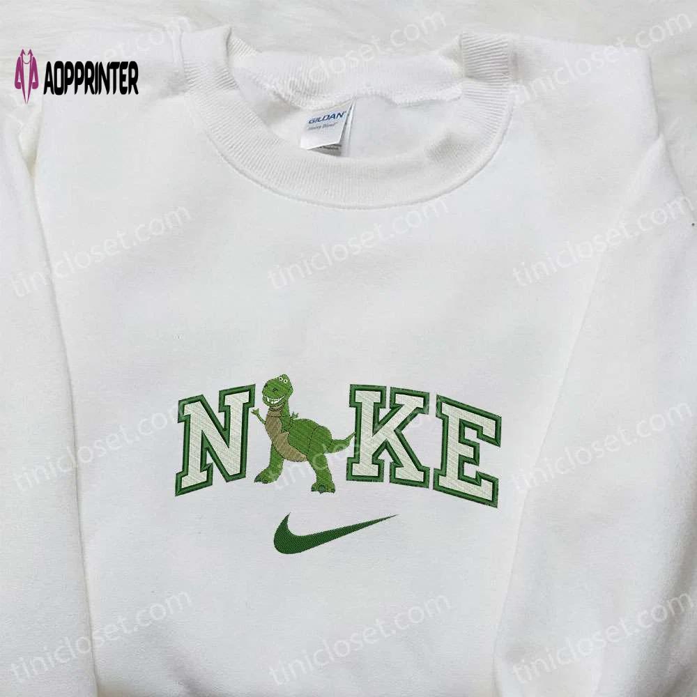 Nike x dino green embroidered sweatshirt custom hoodie & cute t-shirt: stylish nike embroidery Embroidered Shirt