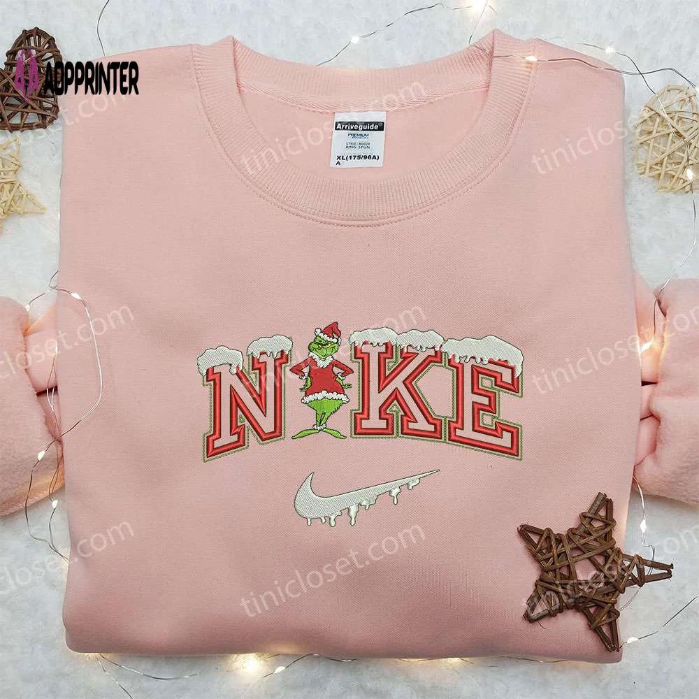 Nike x grinch christmas sweatshirt: best embroidered shirt for festive gift ideas Embroidered Shirt