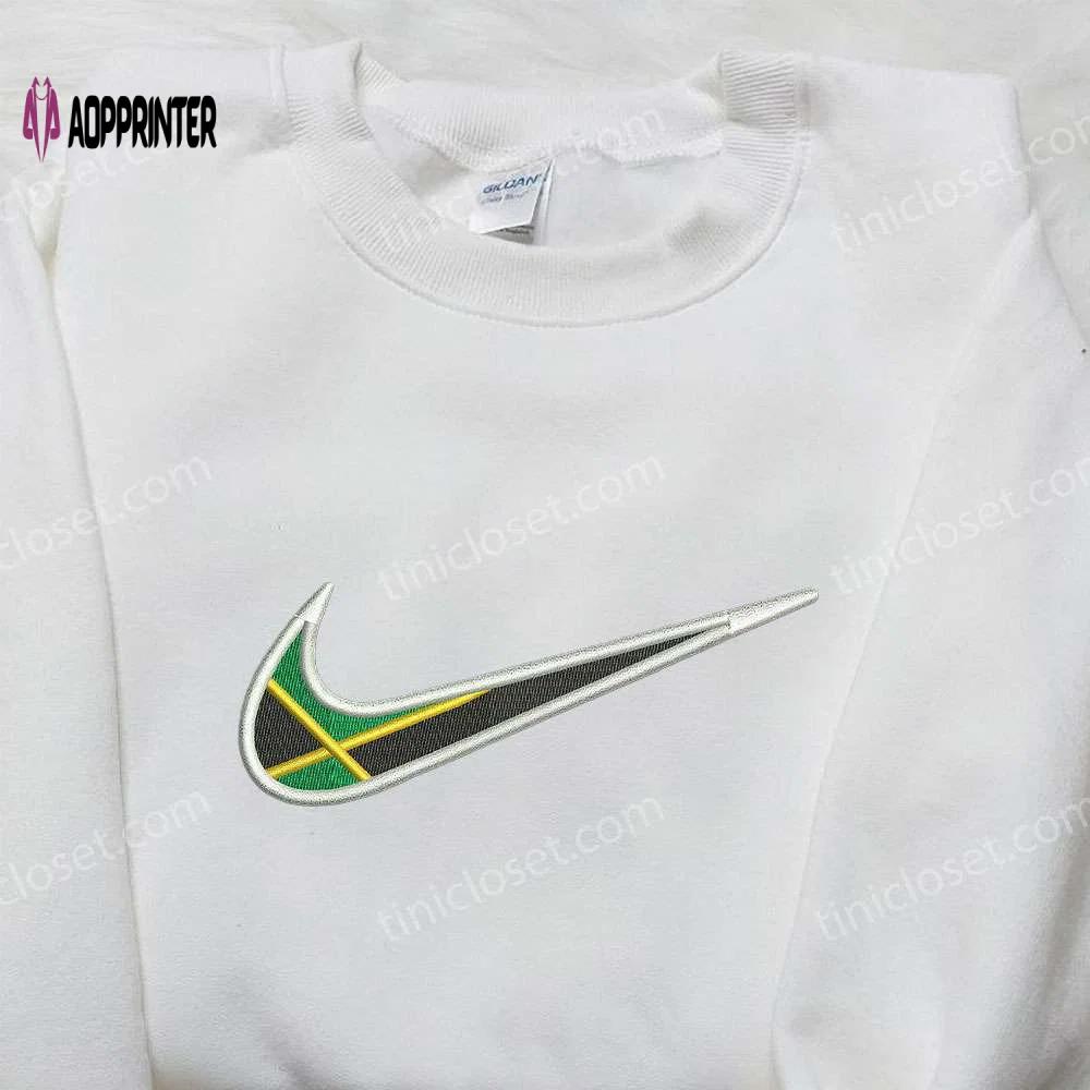 Nike x jamaican embroidered shirt: unique national day gift inspired by nike s style Embroidered Shirt