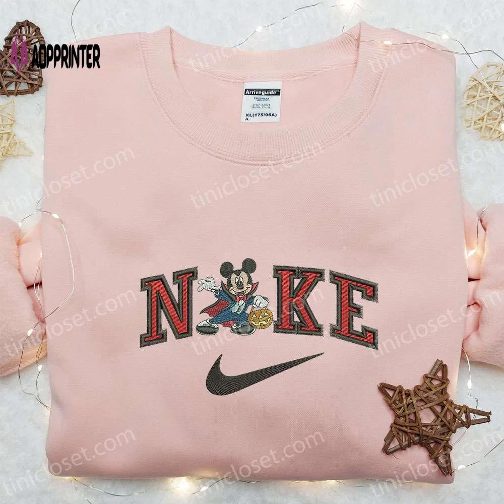 Nike x mickey mouse dracula embroidered hoodie: best halloween gift idea nike inspired shirt Embroidered Shirt
