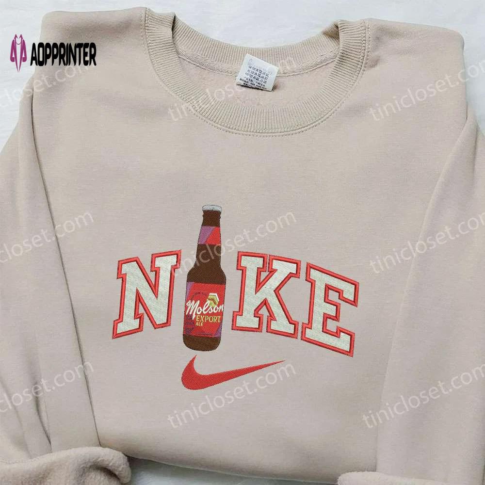 Nike x molson export beer & food embroidered shirt: stylish nike inspired design Embroidered Shirt