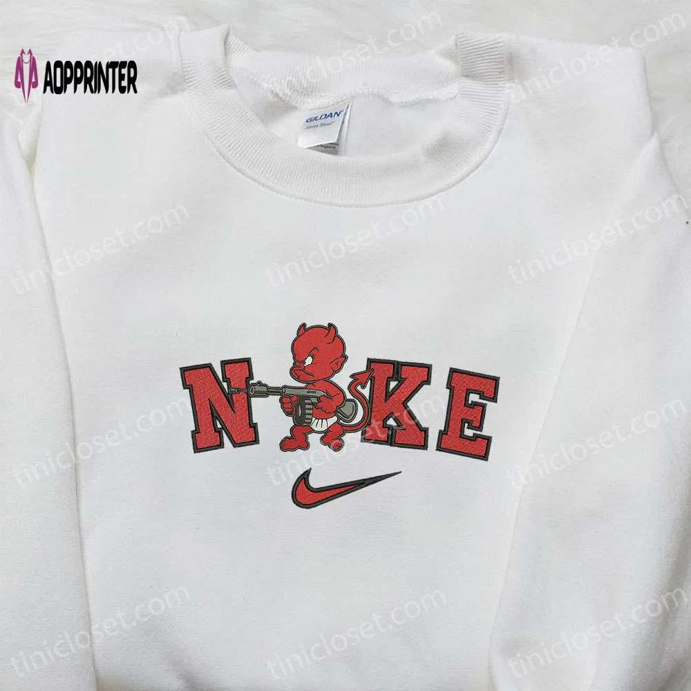 Nike x satan devil embroidered shirt – cool halloween inspired tee Embroidered Shirt