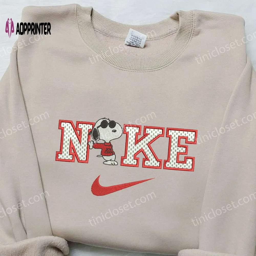 Nike x snoopy embroidered sweatshirt: peanuts cartoon shirt – nike inspired design Embroidered Shirt