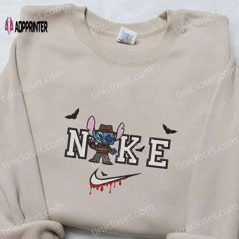 Nike x stitch freddy krueger embroidered hoodie & shirt: best halloween gift ideas Embroidered Shirt