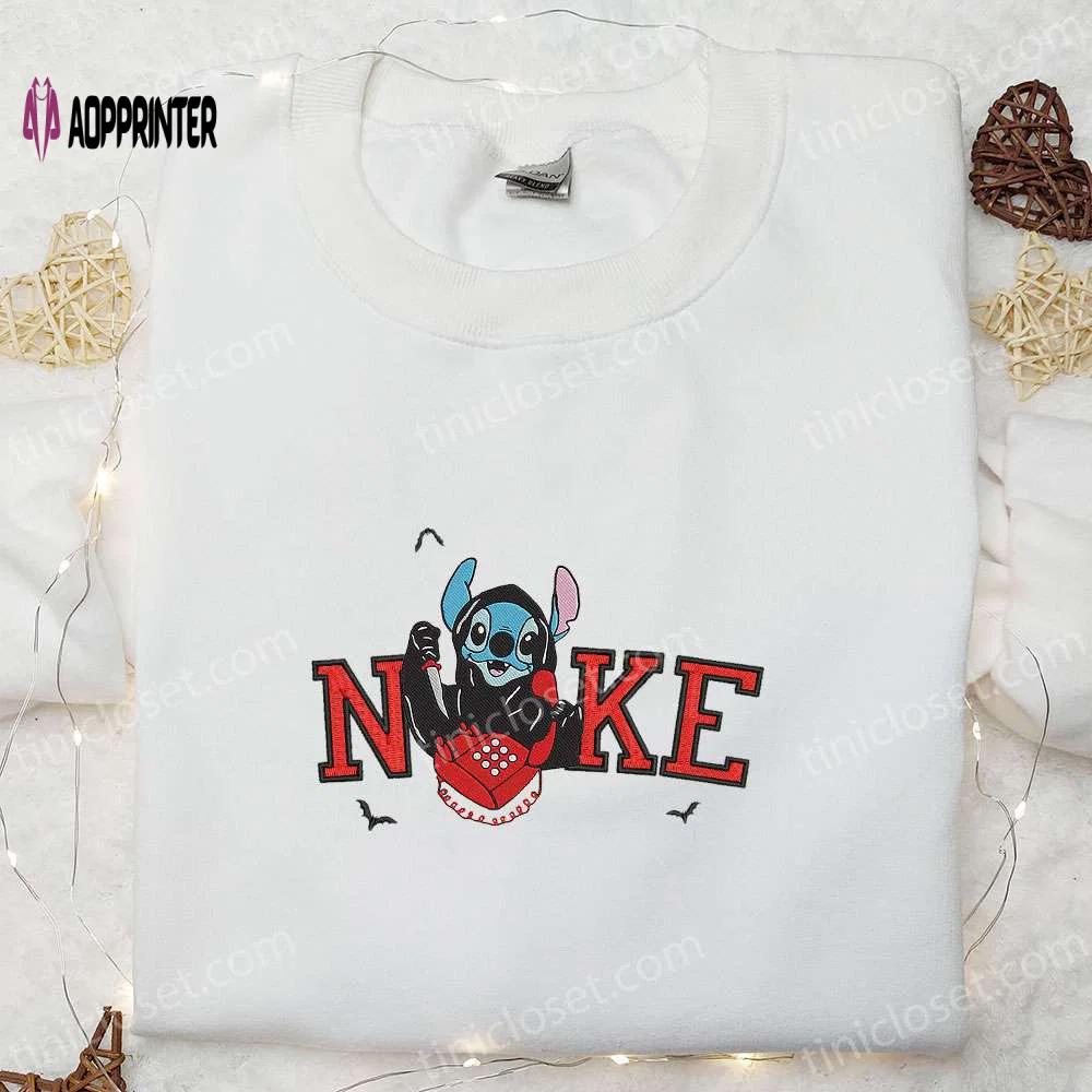 Nike x stitch ghostface calling embroidered shirt – funny halloween inspired Embroidered Shirt
