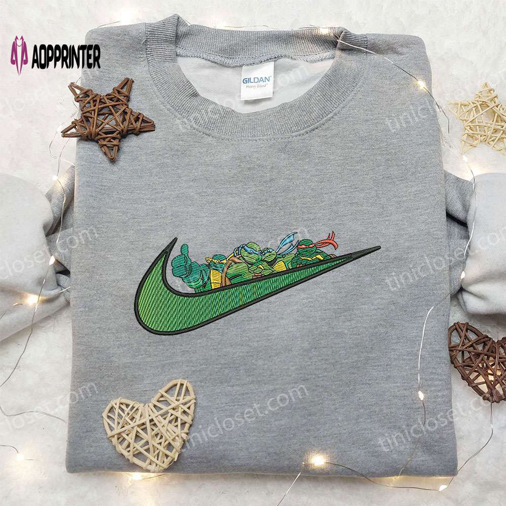 Ninja turtles x nike swoosh hoodie & embroidered shirts: tmnt inspired nike apparel Embroidered Shirt