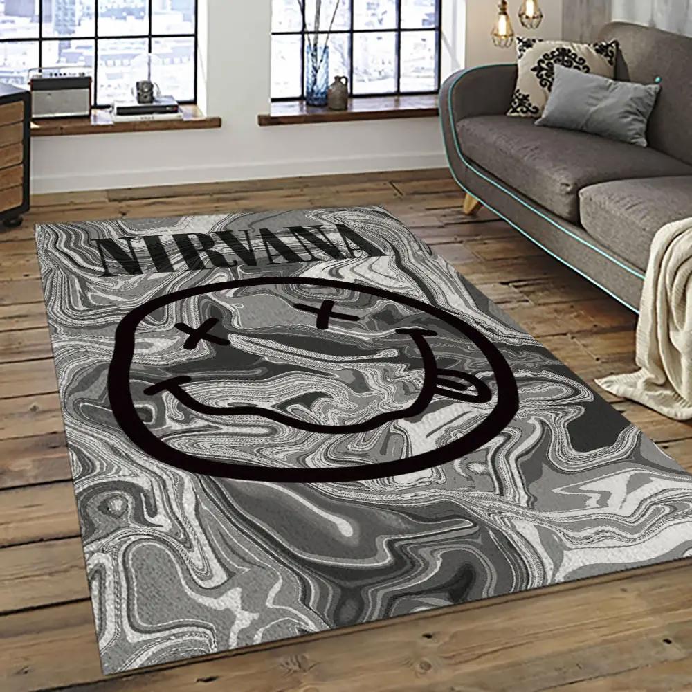 Nirvana rock band punk rock music retangle carpet area rug home decor best gift for fan and friends nv40 Rectangle Rug
