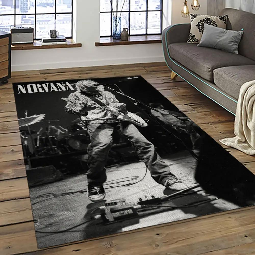 Nirvana rock band punk rock music retangle carpet area rug home decor best gift for fan and friends nv42 Rectangle Rug