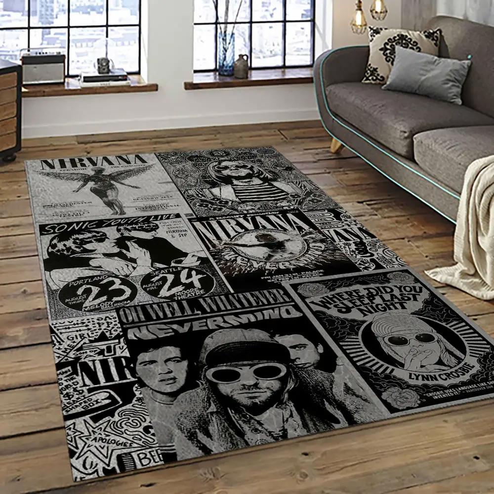 Nirvana rock band punk rock music retangle carpet area rug home decor best gift for fan and friends nv61 Rectangle Rug
