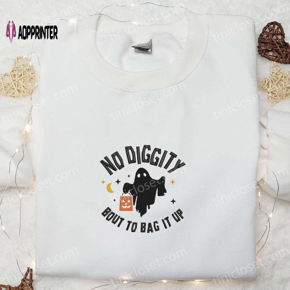 No diggity ghost embroidered shirt: perfect halloween clothing & ideas Embroidered Shirt