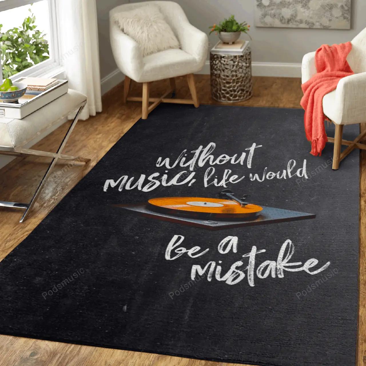 No music life is mistake typography art for fans area rug living room carpet rug regtangle carpet floor decor home decor Rectangle Rug