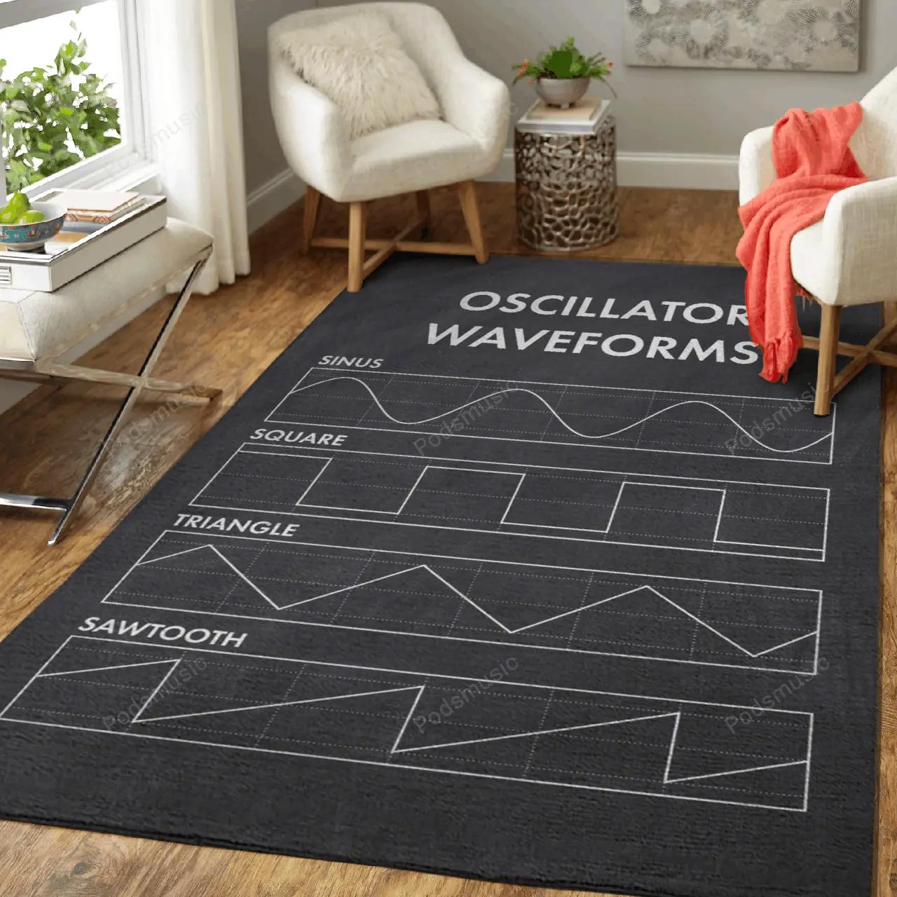 Oscillator waveforms gray music art for fans area rug living room carpet rug regtangle carpet floor decor home decor Rectangle Rug