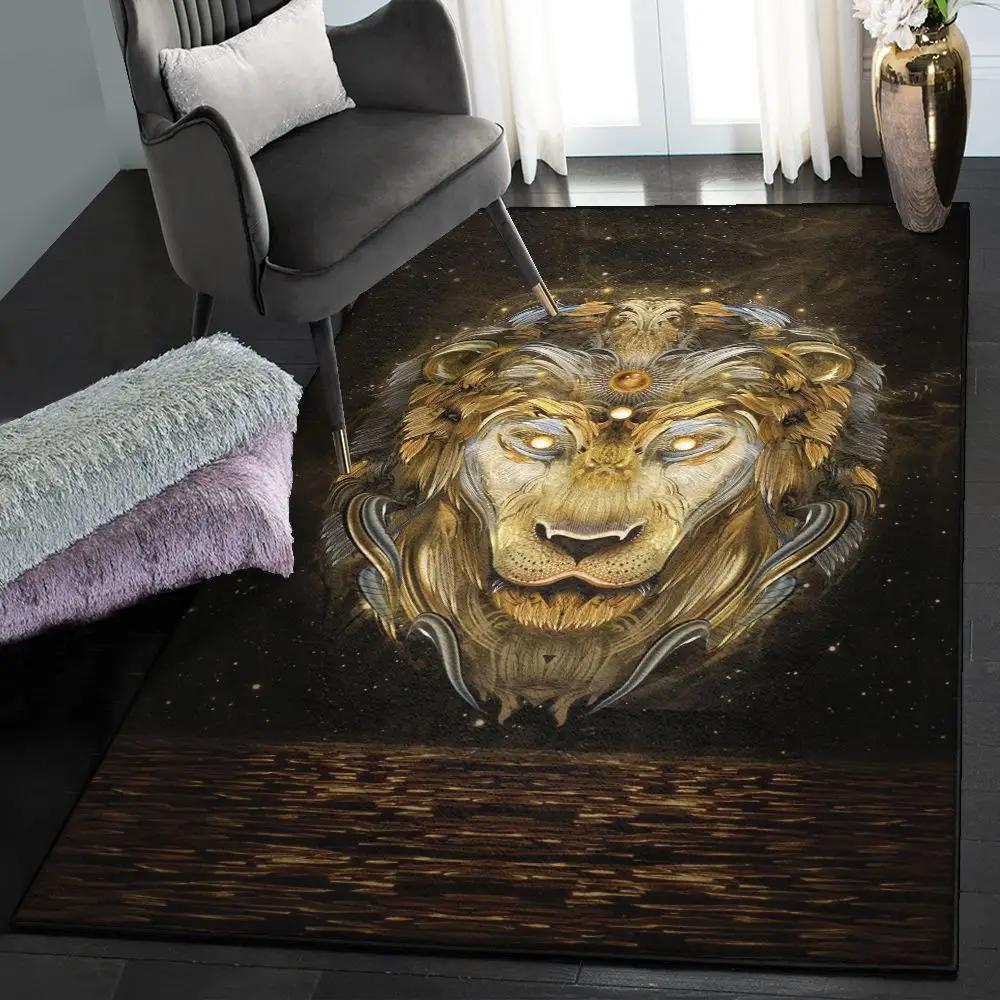 Panthera leo large area rugs, brass lion gs 1105vb rug Rectangle Rug