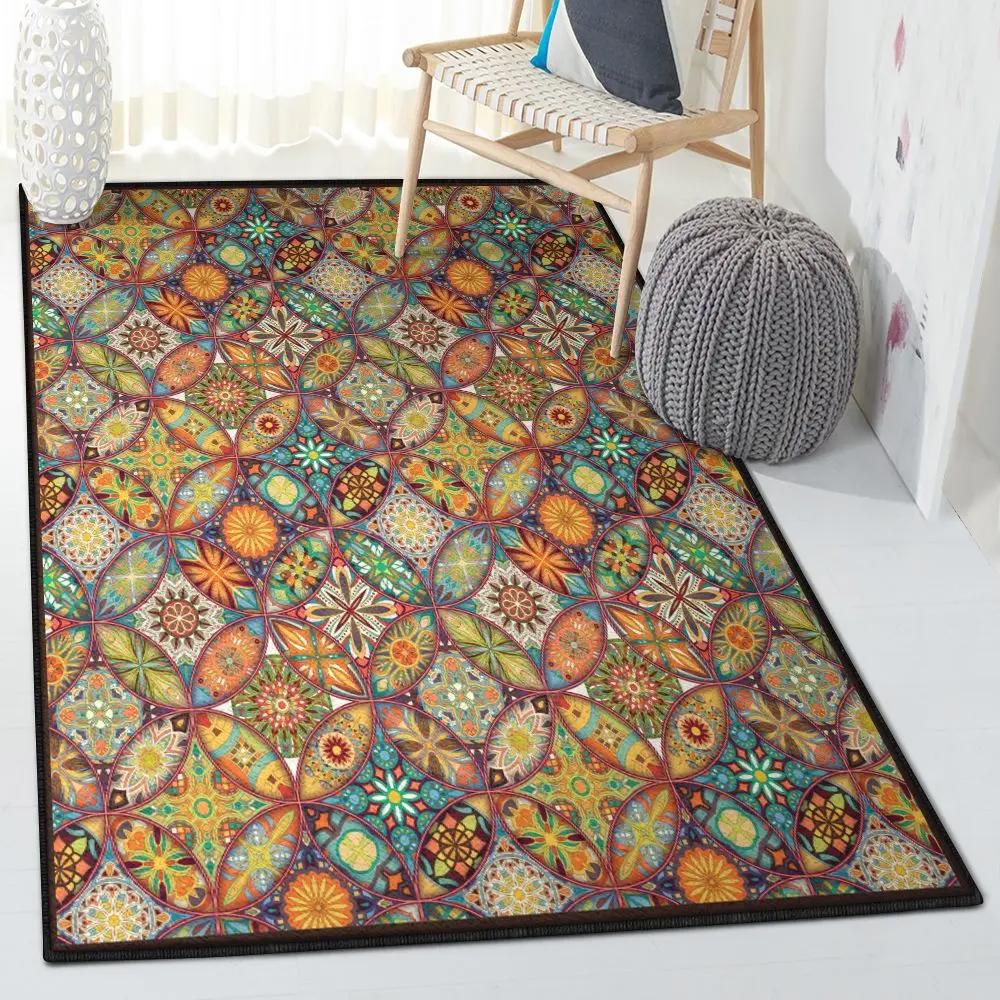 Patchwork art living room rugs, bohemian patchwork rug Rectangle Rug