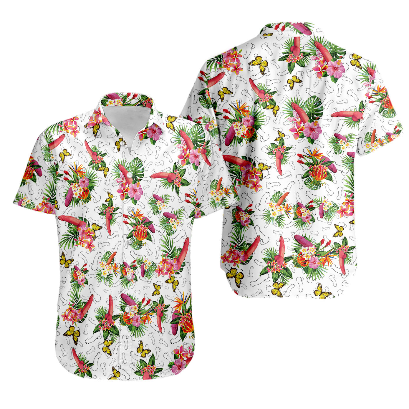 Penis pattern flower hawaiian shirt Hawaii Shirt Shorts & Flip Flops