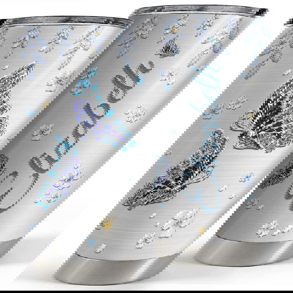 Personalized butterfly tumbler jewelry drawing for animal lover Personalized Tumbler