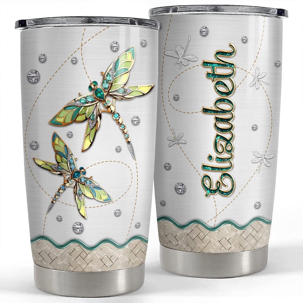Personalized dragonfly tumbler jewelry style for animal lover gift Personalized Tumbler