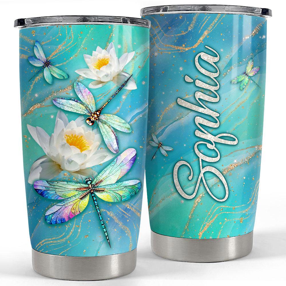Personalized dragonfly tumbler with customize name Personalized Tumbler