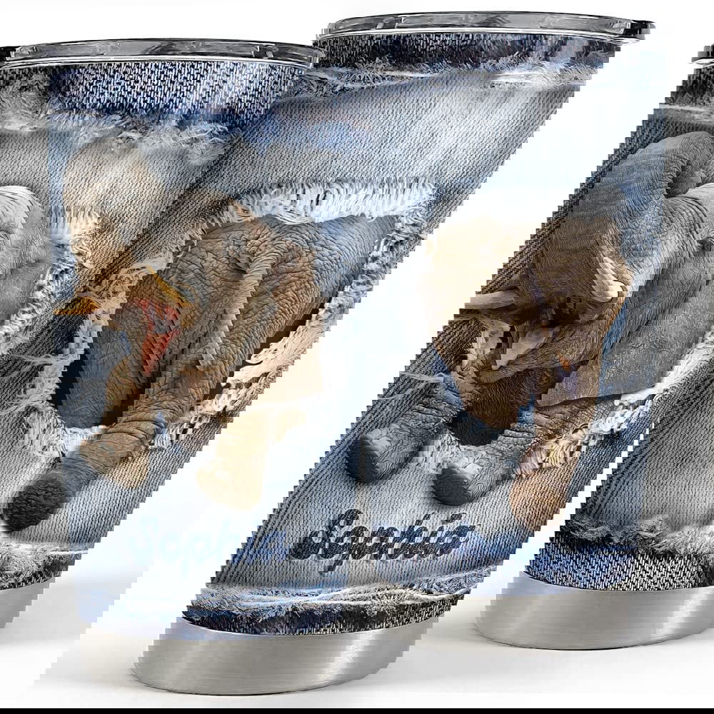 Personalized elephant tumbler denim drawing style for animal lover Personalized Tumbler