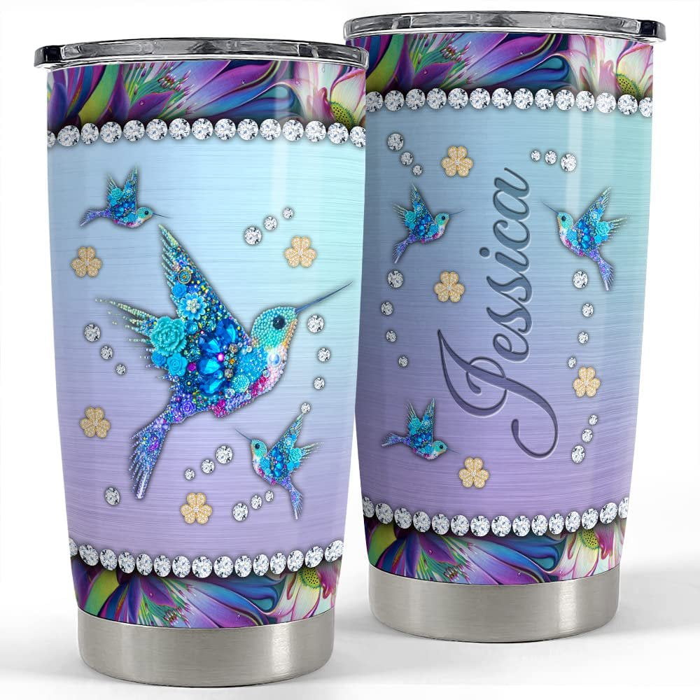 Personalized hummingbird tumbler floral and jewelry style Personalized Tumbler