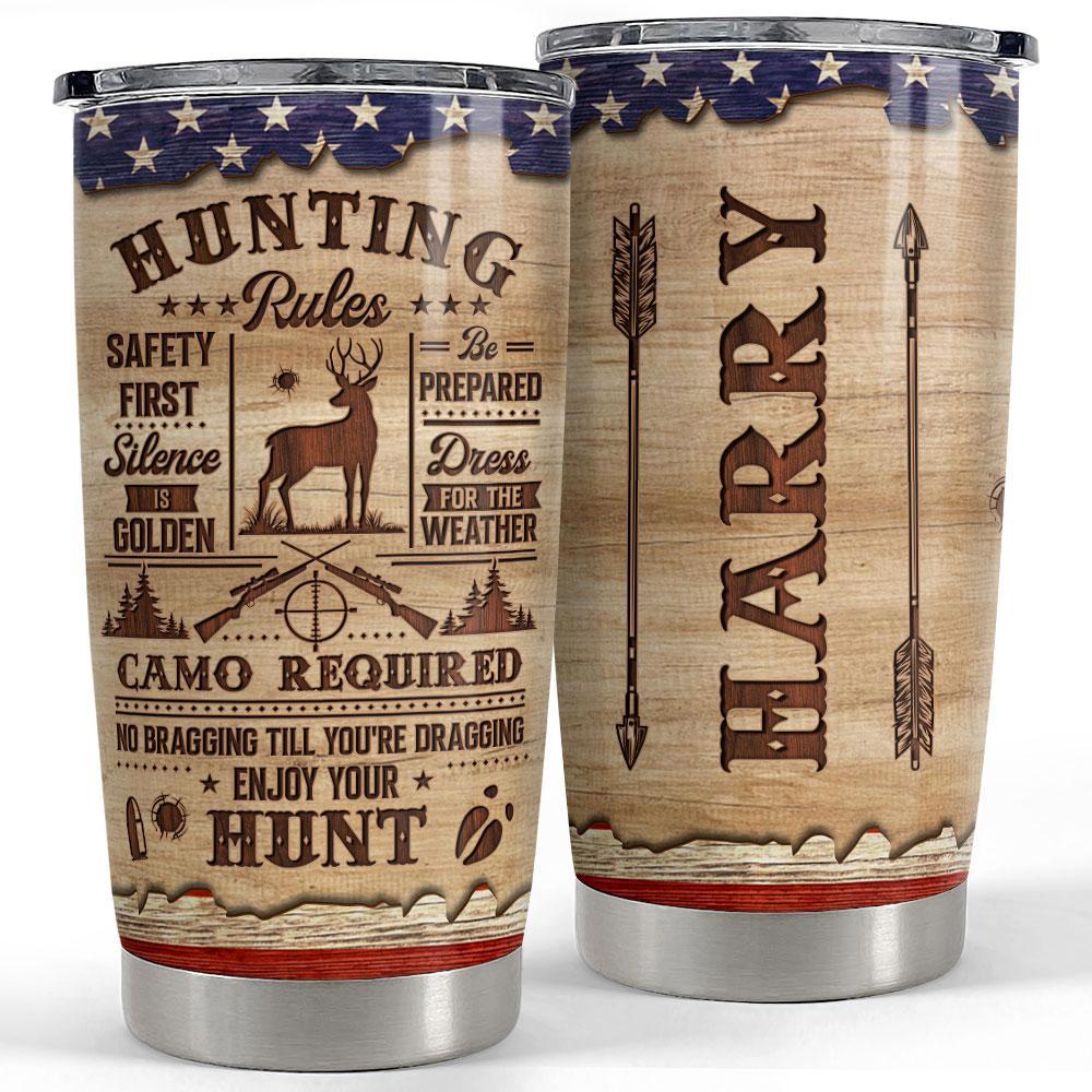Personalized hunting tumbler hunting rules wood drawing Personalized Tumbler