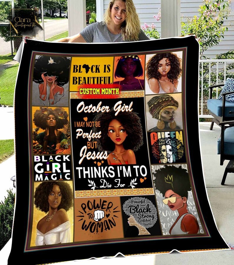 Personalized month to my daughter black girl fleece blanket, mink sherpa blanket, black queen blanket, black woman blanket, daughter gift Quilt Blanket