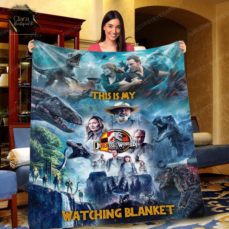 Personalized name this is my jurassic world watching blanket fleece blanket, mink sherpa blanket, jurassic park blanket Quilt Blanket