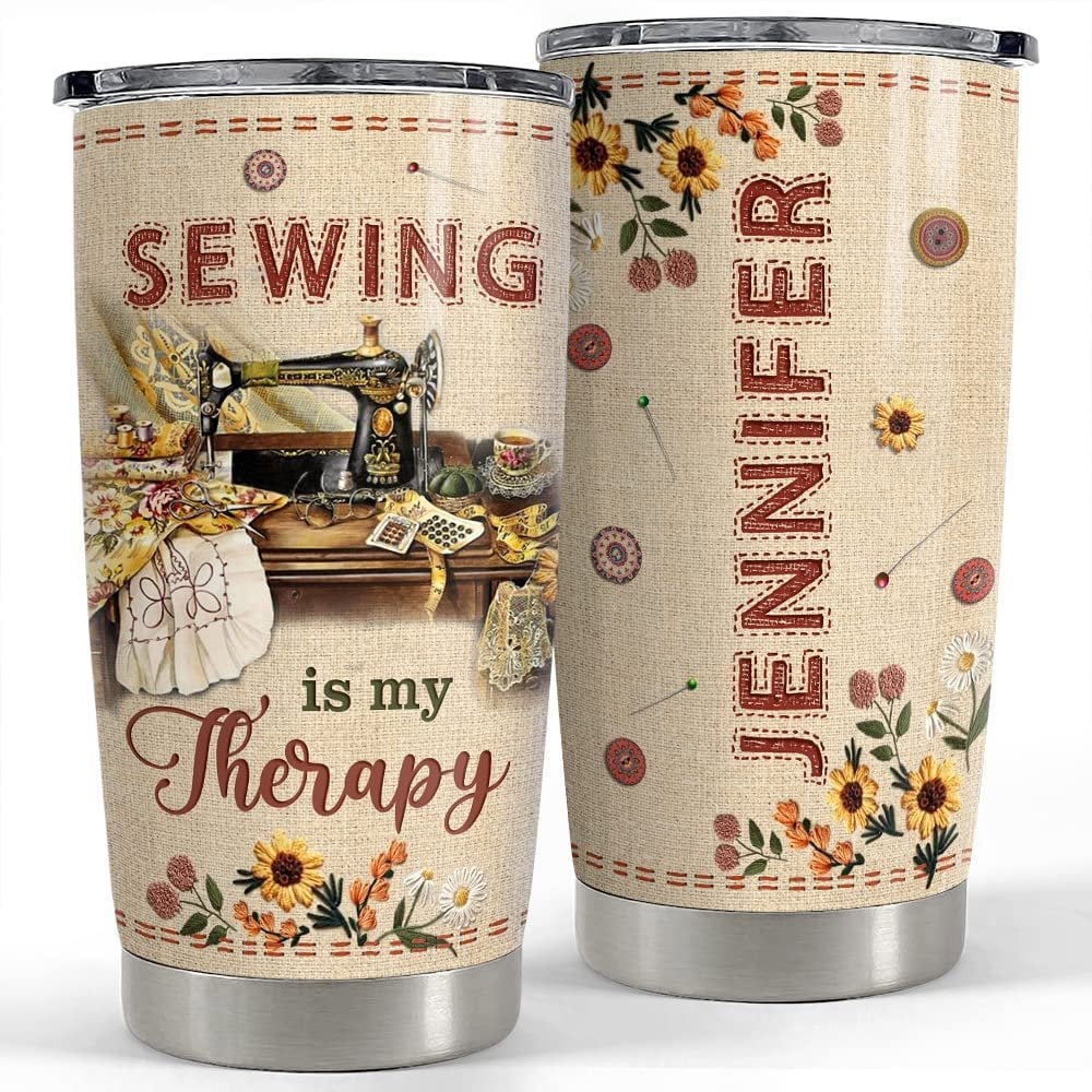 Personalized sewing tumbler sewing therapy for lover mom grandma Personalized Tumbler