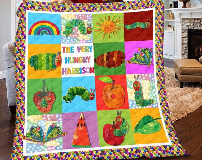 Personalized the very hungry caterpillar blanket,the very hungry caterpillar fleece blanket,hungry caterpillar couch sofa blanket xmas gifts Quilt Blanket