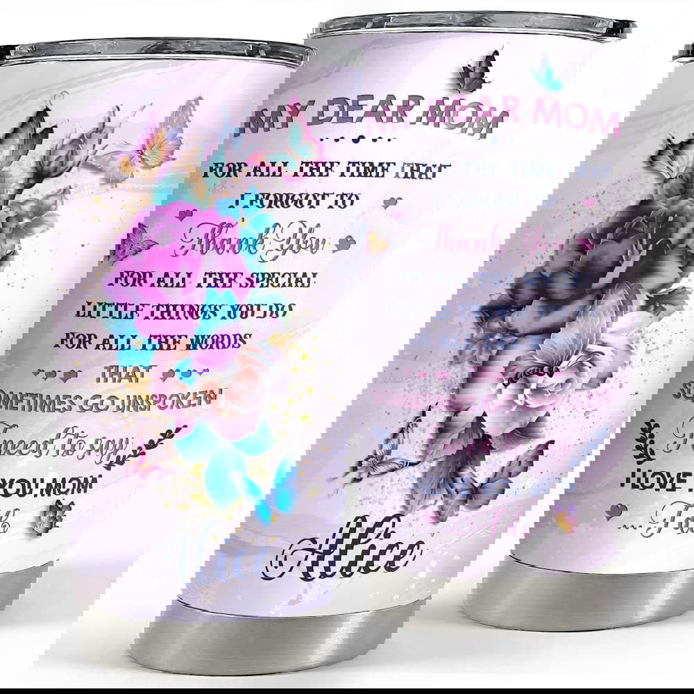 Personalized to my mom tumbler butterfly and roses from daughter son Personalized Tumbler