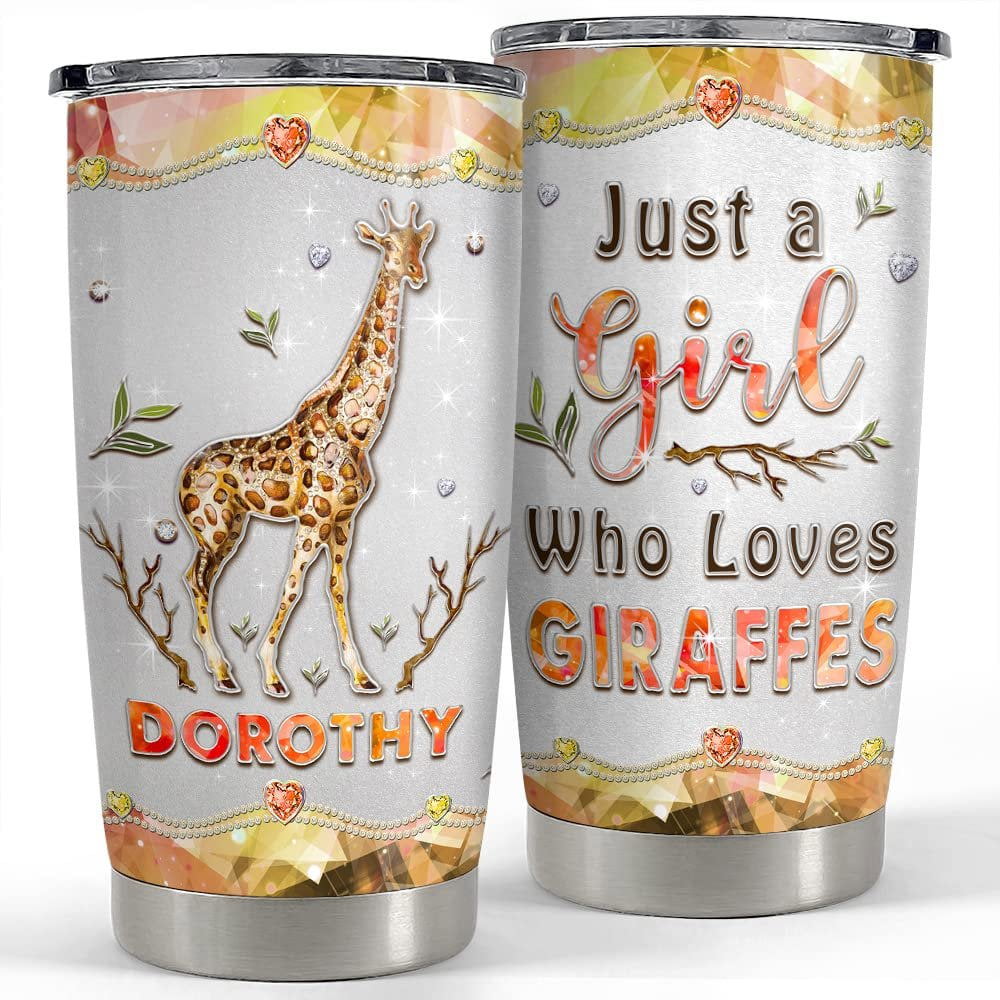 Personalized tumbler just a girl who loves giraffes jewelry style Personalized Tumbler