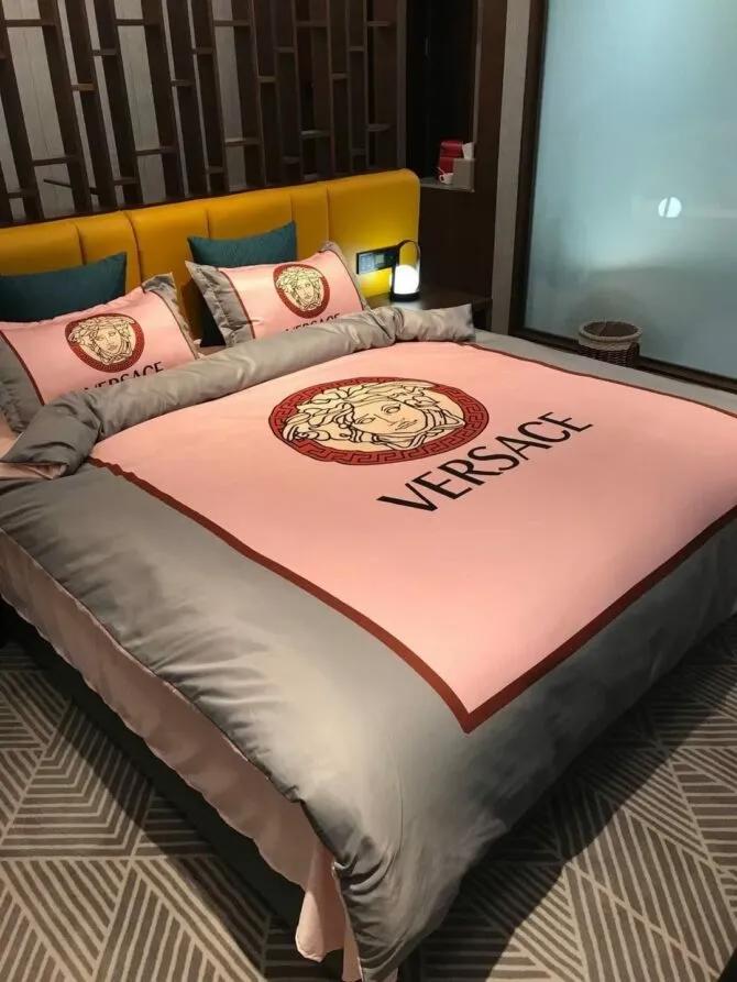 Pinky  grey versace bedding sets luxury brand bed sets, bedroom sets, comforter sets, duvet cover, bedspread for home decor trending 2023 for home Bedding Sets