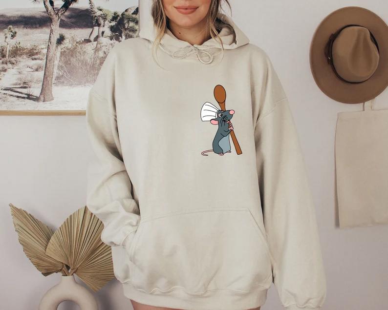 Pocket disney ratatouille hoodie,remy shirt,little chef shirt,mouse chef shirt,ratatouille shirt,anyone can cook,food and wine sweatshirt