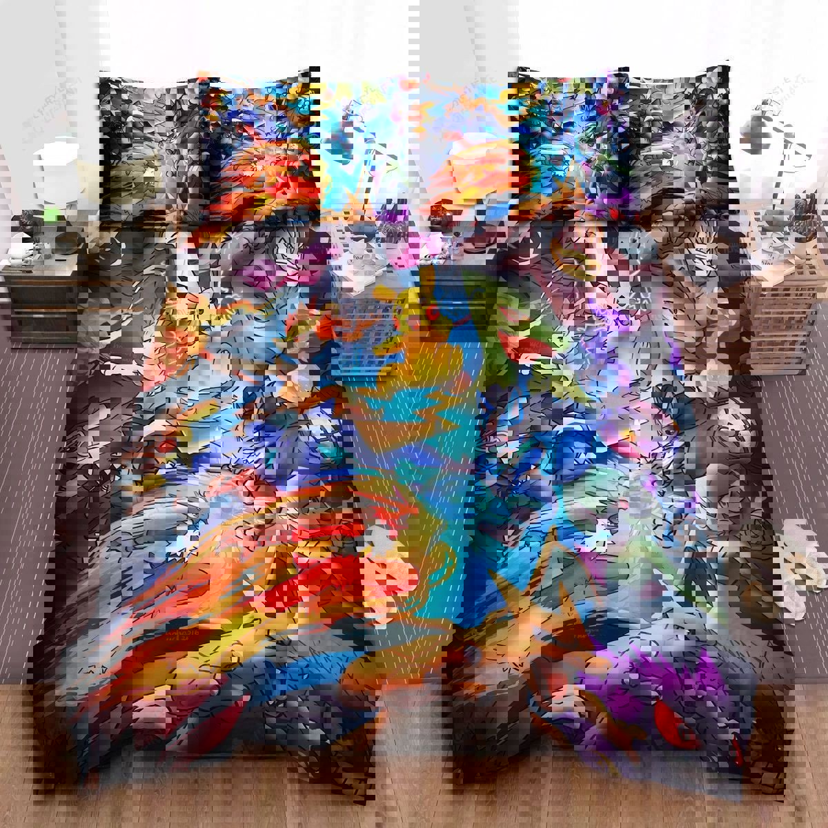 Pokemon- pokemons fighting- charizard- pikachu bed sheets spread duvet cover bedding sets Bedding Sets