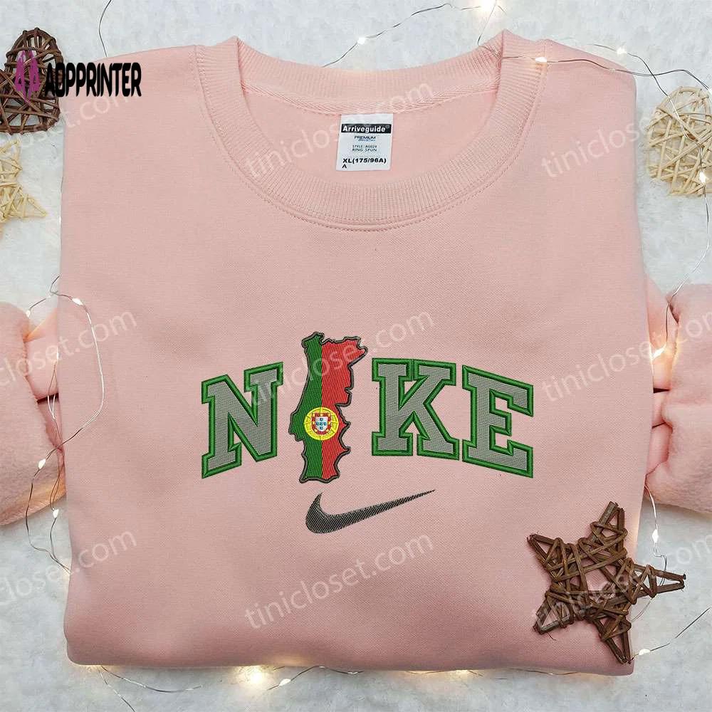 Portugal x nike embroidered sweatshirt: national day gift nike inspired shirt Embroidered Shirt
