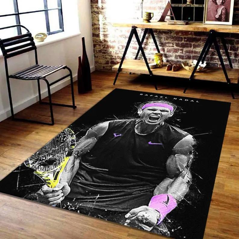 Rafael nadal rug sports tennis inspired sport sport decor carpet decor Rectangle Rug