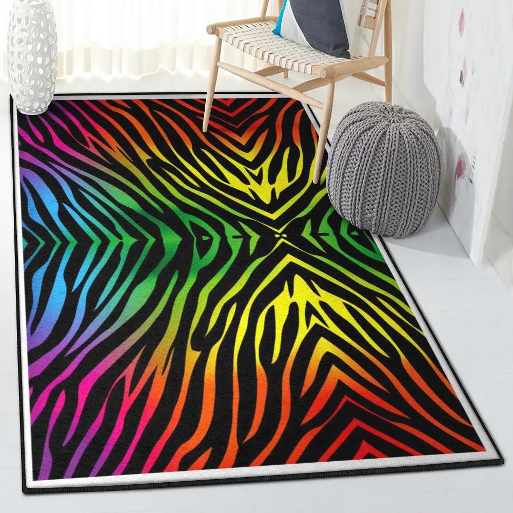Rainbow indoor outdoor rugs, rainbow zebra rug Rectangle Rug