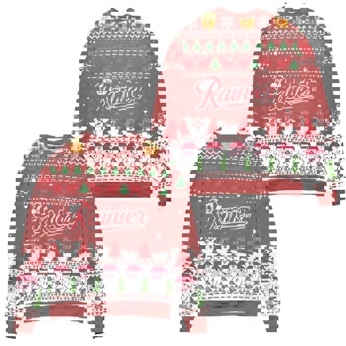 Rainier beer logo santa claus pattern ugly christmas sweater Christmas Ugly Sweater