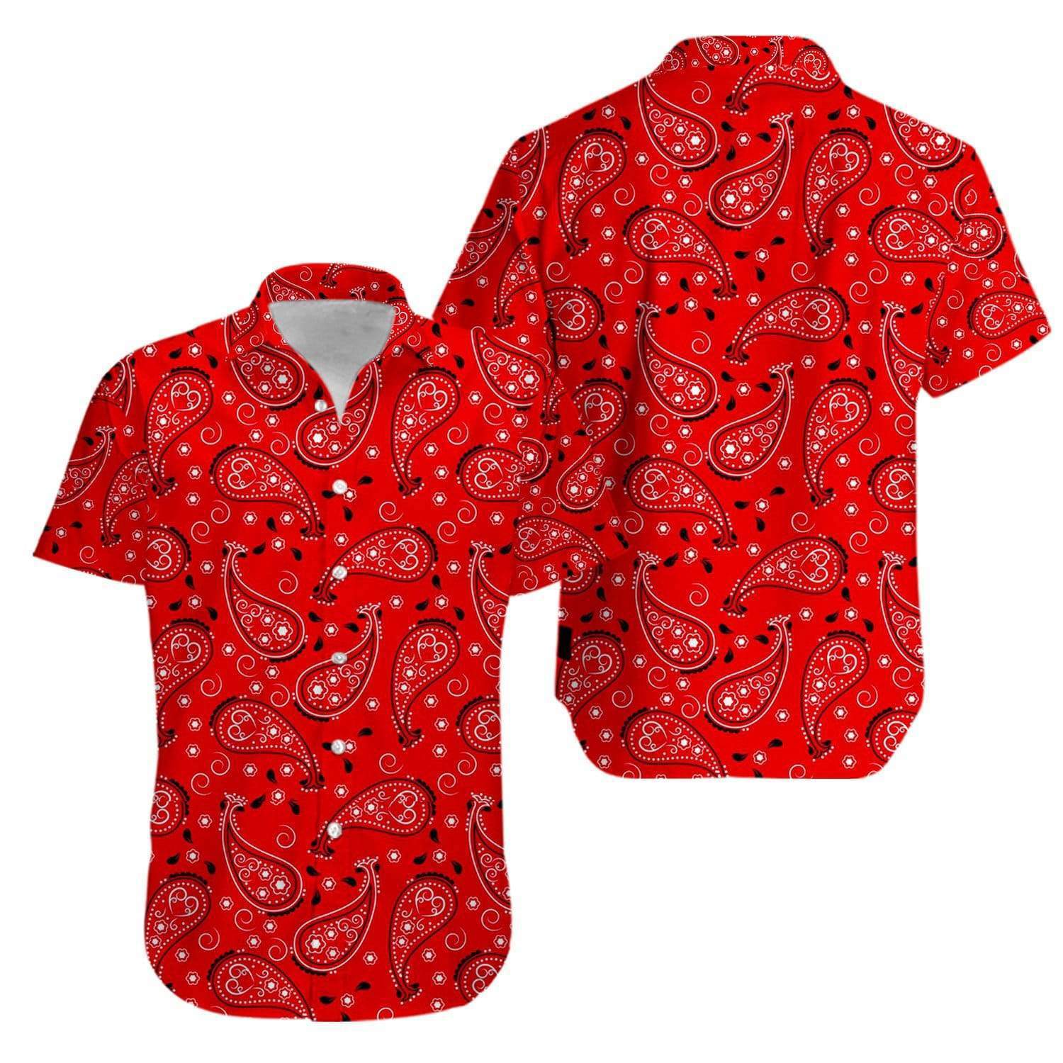 Red bandana pattern aloha hawaiian shirts Hawaii Shirt Shorts & Flip Flops
