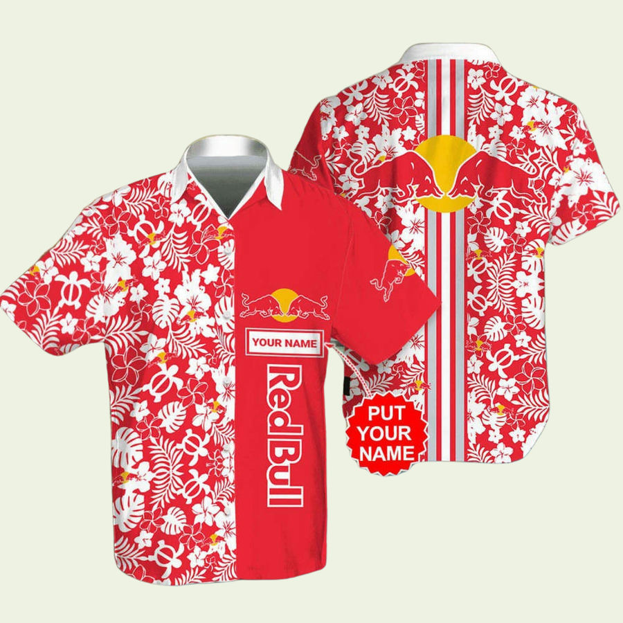 Red bull racing printed summer floral hawaiian shirt Hawaii Shirt Shorts & Flip Flops