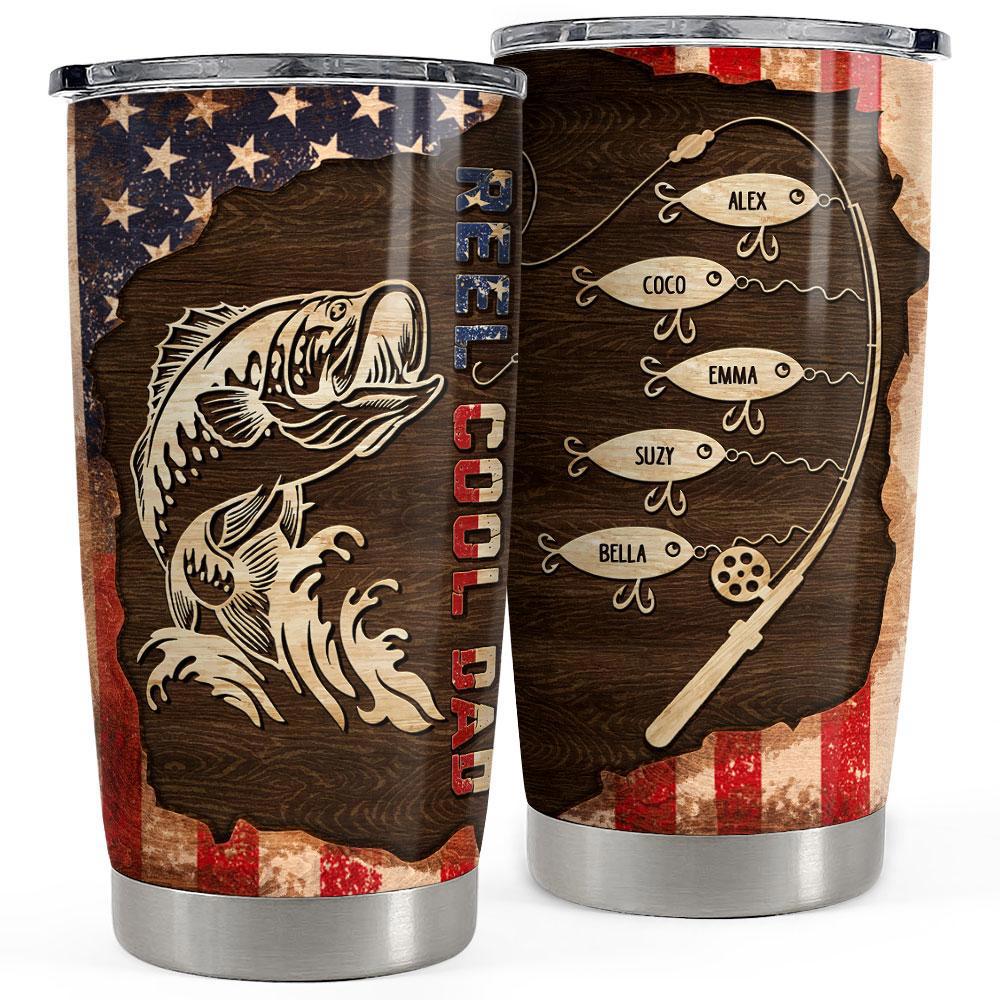 Reel cool dad personalized fishing tumbler cup Personalized Tumbler
