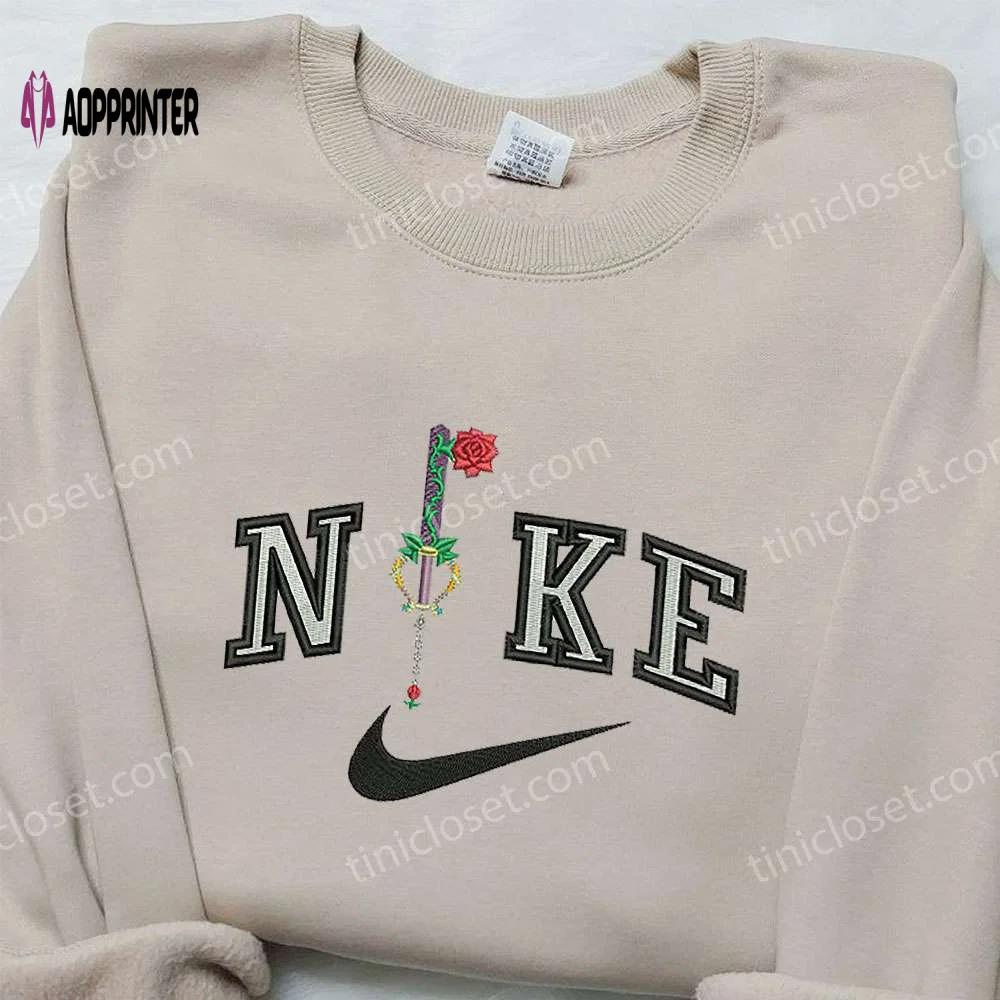 Rose x nike embroidered sweatshirt – flower shirt nike inspired embroidery Embroidered Shirt
